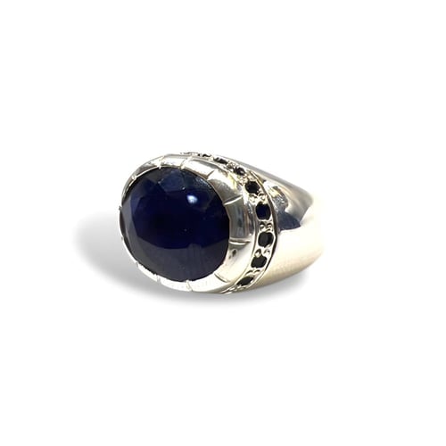 خاتم زفير افريقي بيضاوي بقصة الماسية مطعم بالزفير