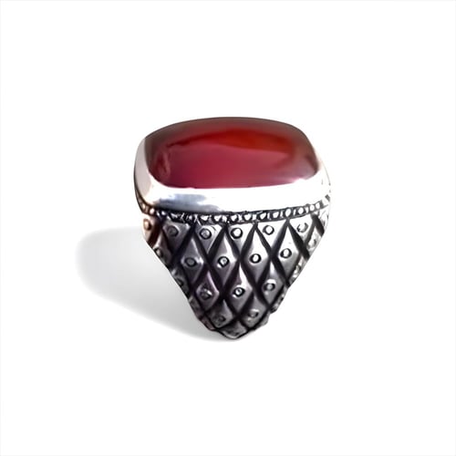 خاتم عقيق يمني كبدي بصياغة حجازية