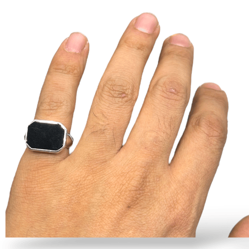 خاتم عقيق الأونكس بصياغة ملكي حجازية سداسي