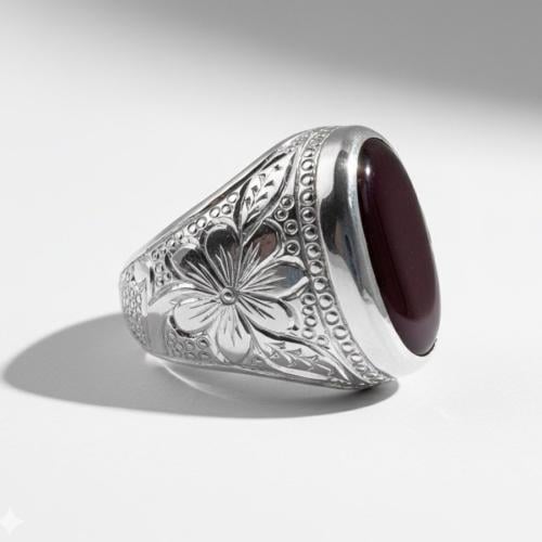 خاتم البرتاش بالعقيق الكبدي وبصياغة حجازية 0088