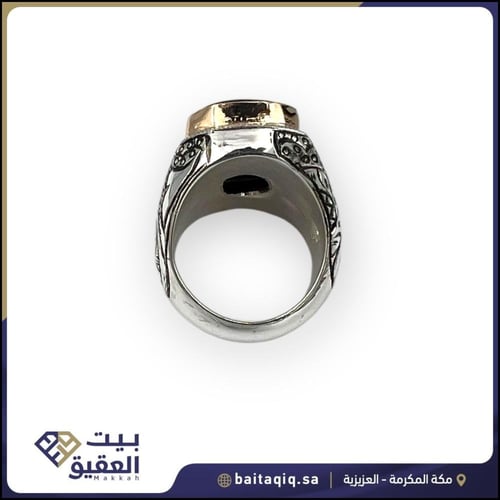 خاتم البرتاش بالعقيق الكبدي صقل احترافي شغل حجازي...