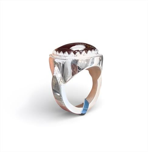 خاتم عقيق كبدي شغل يدوي