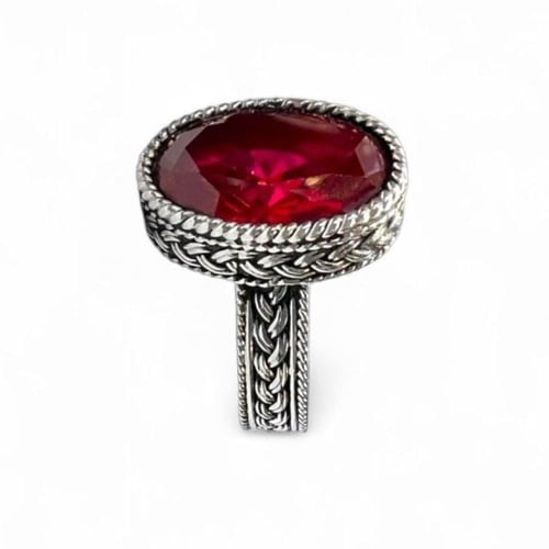 خاتم الياقوت الملكي بصياغة نجراني سلك يدوي