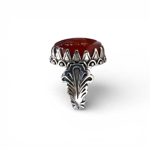 خاتم العقيق الكبدي بصياغة اسطنبولية فاخرة