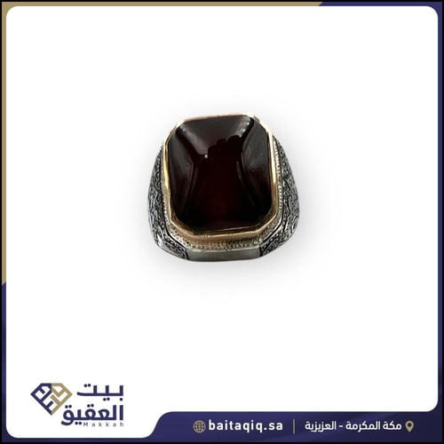 خاتم البرتاش بالعقيق الكبدي صقل احترافي شغل حجازي...