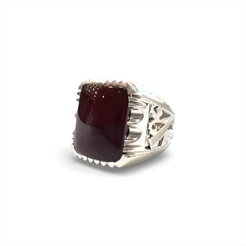 خاتم عقيق كبدي بصياغة حجازية منشار