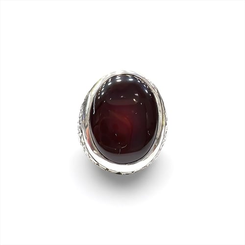 خاتم العقيق الكبدي الفاخر