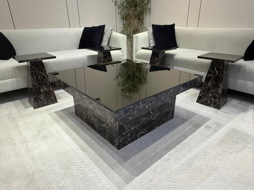 طاولة بديل رخام سطح مرايا مع (٤) خدمات