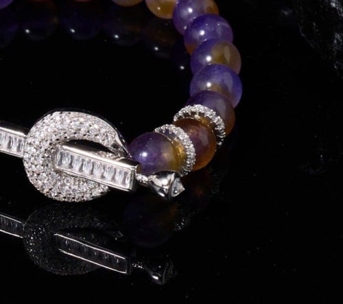 شوكر انيق من الاحجار والزركون الفاخر (لون المعدن ف...