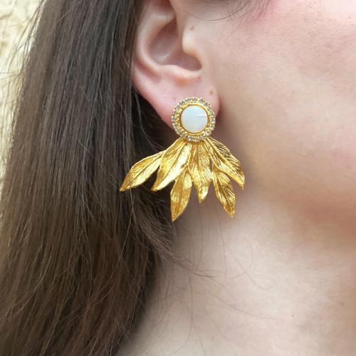 اقراط اذن مع احجار طبيعية وكرستال