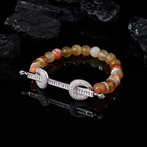 لون المعدن فضي - مقاس cm 16 (s-m) ….. سوارة فاخرة...