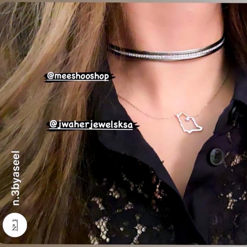 عقد شوكر مطلي مع كريستال