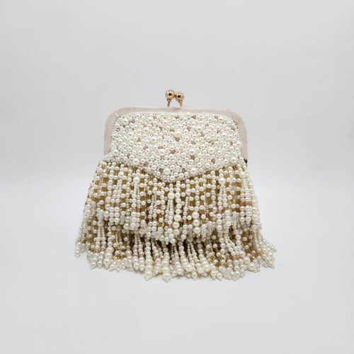 حقيبة سهرة فاخرة من اللؤلؤ الصناعي والشك اليدوي