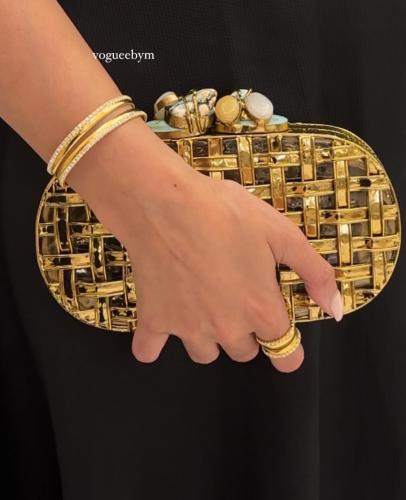 حقيبة يد من النحاس المطلي والاحجار