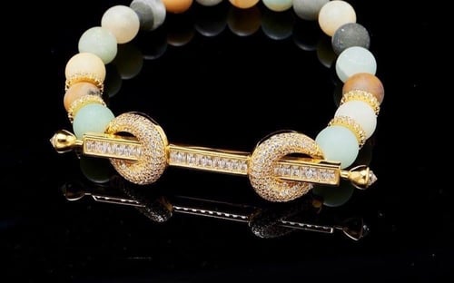 شوكر انيق من الاحجار والزركون الفاخر (لون المعدن ذ...