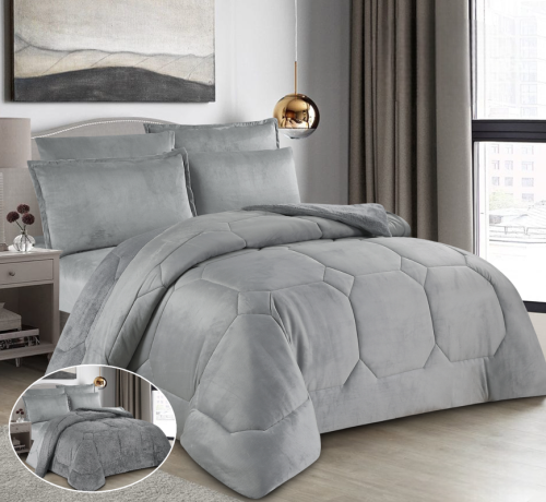 طقم مفرش من هورس شتوي 6 قطع وجهين فرو ESTHER-06