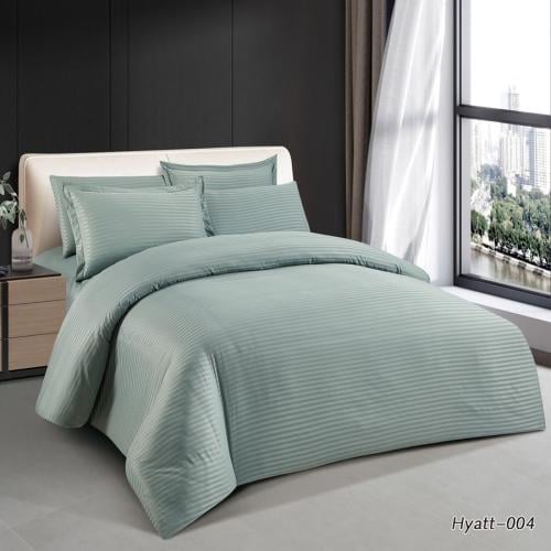 طقم مفرش فندقي نفرين من هورس لحاف مخطط بقماش ناعم...