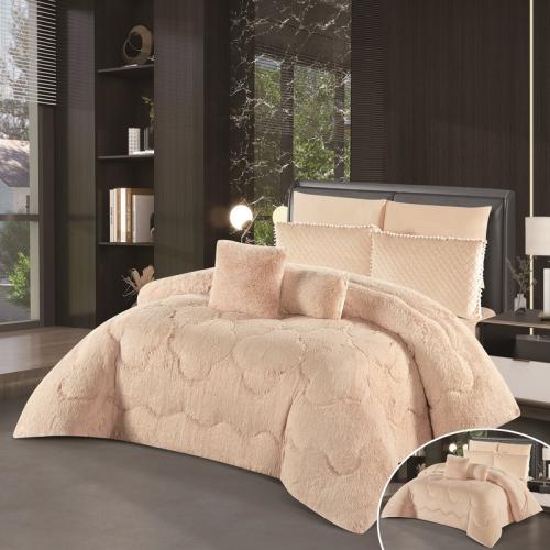 طقم مفرش شتوي نفرين من هورس لحاف فرو مخملي ناعم وج...