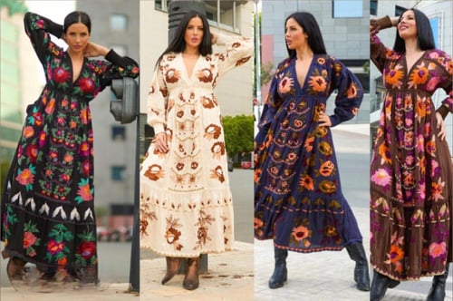 فستان قطن مطرز الوان