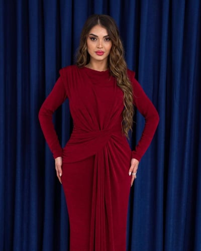 فستان سهره عنابي