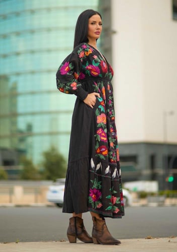 فستان قطن مطرز الوان