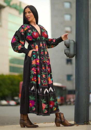 فستان قطن مطرز الوان