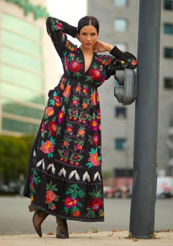 فستان قطن مطرز الوان