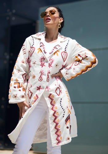 جاكيت قطن مطرز الوان