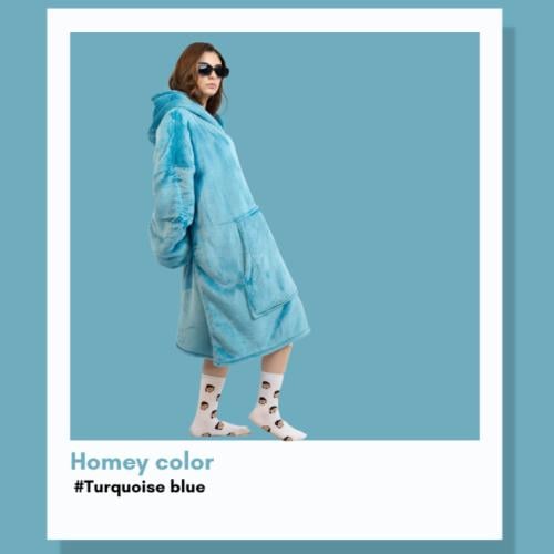 Blanket hoodie - Turquoise Blue