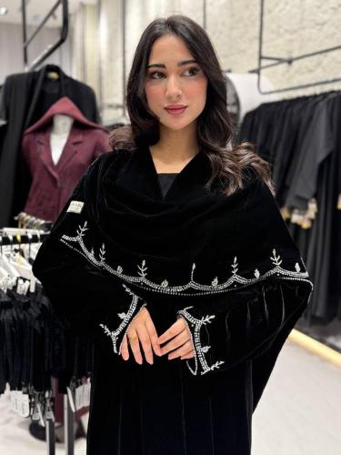 Velvet abaya with shawl design