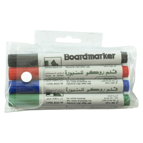 طقم روكو قلم سبورة بيضاء رأس مشطوف 1.5-5مم 4 ألوان