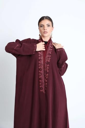 عباية كريب مغسول مع تطريز
