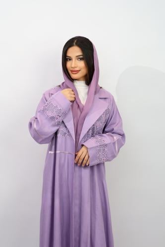 عباية لينن مع جوبير بلون اللافندر