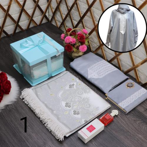 طقم صلاة نسائي فخم سجاده وشرشف ومصحف مع مبخره الكت...