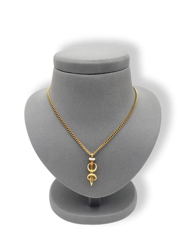 سلسال كارتير ذهبي مرصع بالزركون - مستوحى