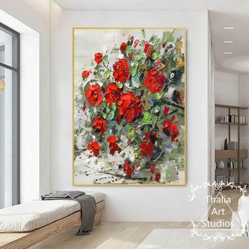 لوحة جدارية زهور ثلاثي الابعاد طولي