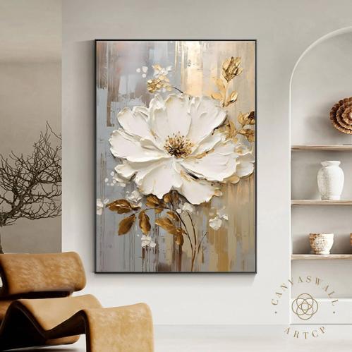 لوحة جدارية زهور ثلاثي الابعاد طولي