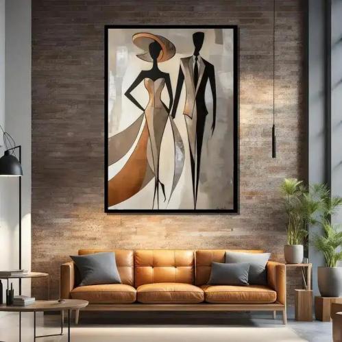 Vertical Canvas Wall Art | Elegant Couple | Black...