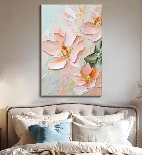 لوحة جدارية زهور ثلاثي الابعاد طولي