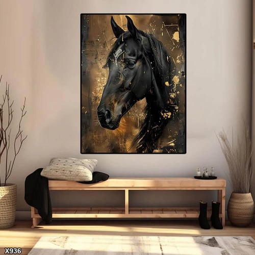 لوحة جدارية الخيل العربي ثلاثي الابعاد طولي