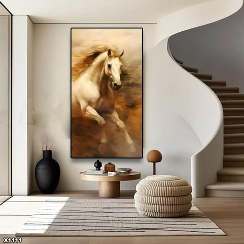 لوحة جدارية الخيل العربي ثلاثي الابعاد طولي