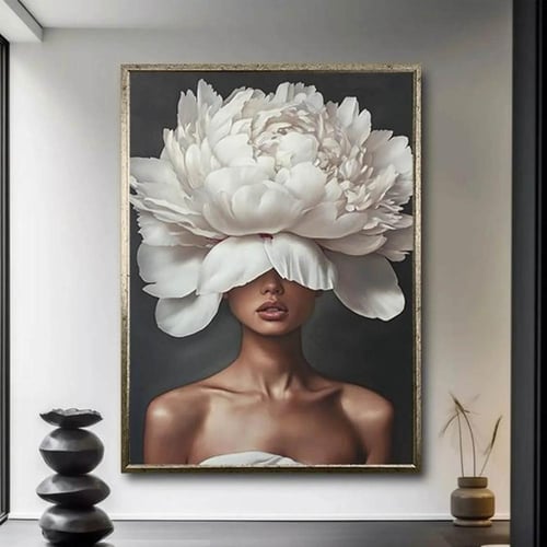 لوحة جدارية زهور ثلاثي الابعاد طولي