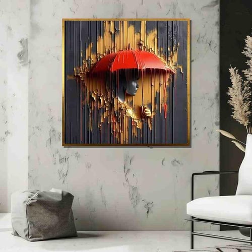 لوحة ظل المظلة الحمراء - كانفس مربع