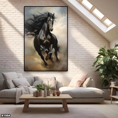 لوحة جدارية الخيل العربي ثلاثي الابعاد طولي