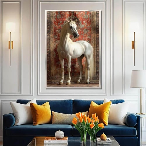 لوحة جدارية الخيل العربي ثلاثي الابعاد طولي