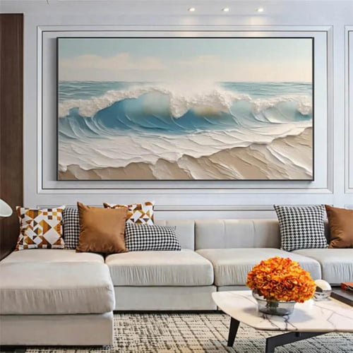 لوحة كانفس بحر بأمواج زرقاء ثلاثية الأبعاد – تصميم...