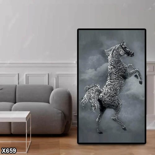 لوحة جدارية الخيل العربي ثلاثي الابعاد طولي
