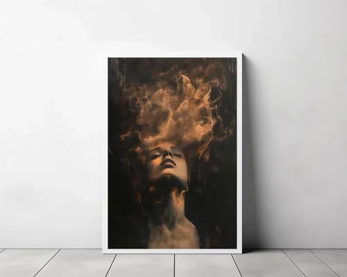 لوحة كانفس وجه إنساني ، دخان تعبيرية – فن درامي مو...