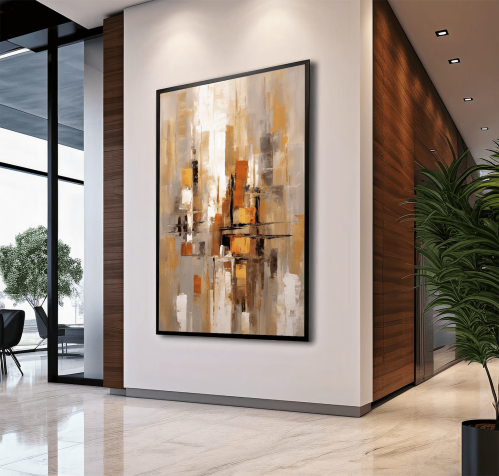 لوحة جدارية فن تجريدي ثلاثي الابعاد طولي