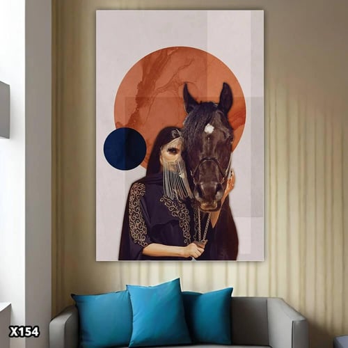 لوحة جدارية الخيل العربي ثلاثي الابعاد طولي